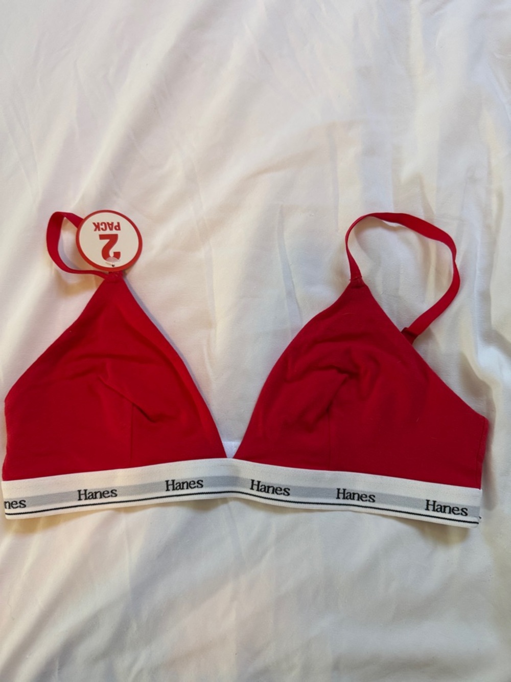 Hanes Red Triangle Bralette with White Logo Band